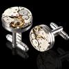 2 Pezzi Moda Uomo Donna Movimento Orologio Meccanico Gemelli Bottoni Manica Camicia