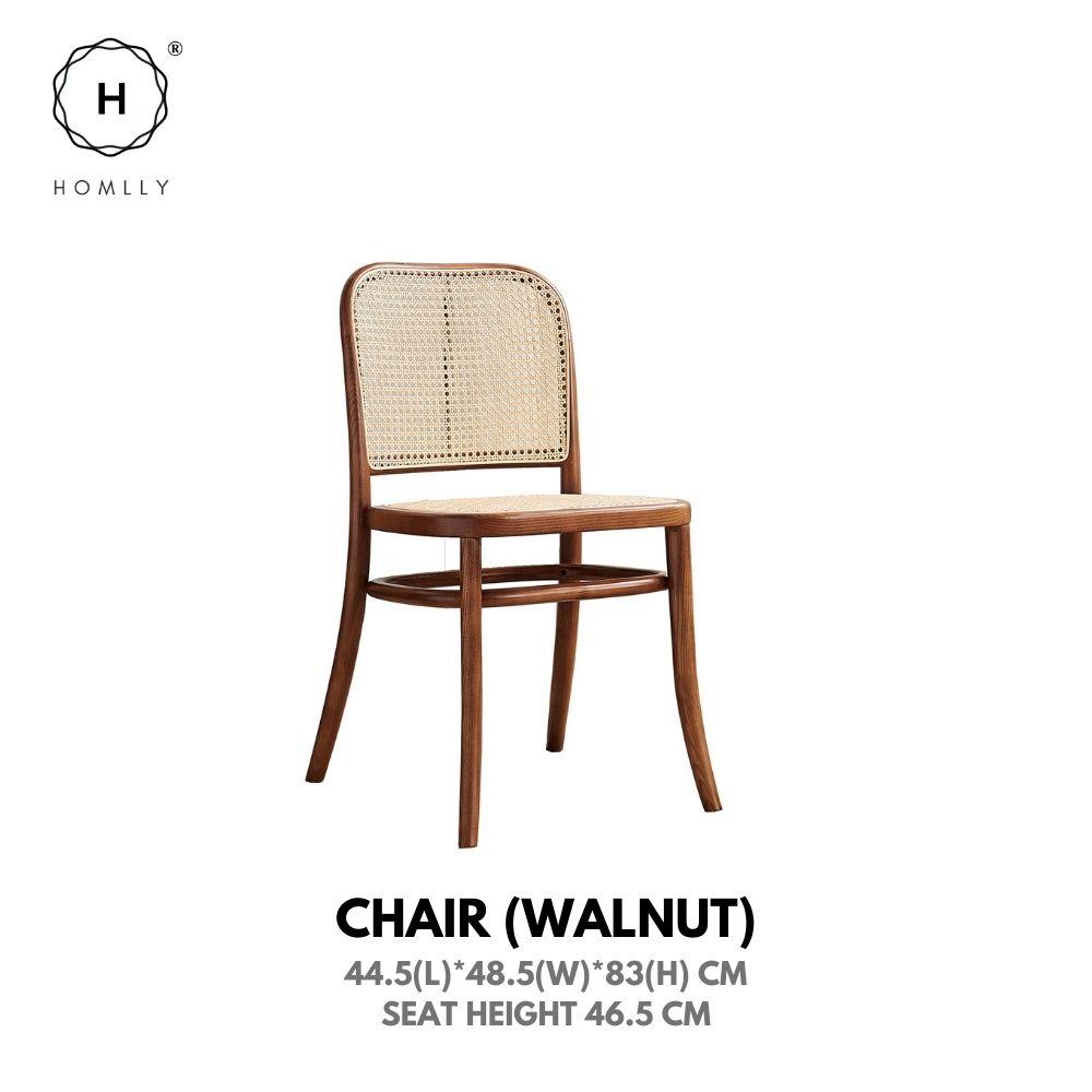 Homlly Natural Rattan Solid Wood Dining Chair