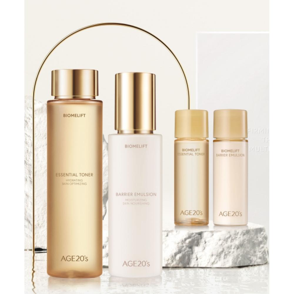 Age 20 S BioMlift Firming Skincare Set Of 2  Toner 195 Ml+emulSion 150 Ml   + 2 Mini  Free Shopping Bag 