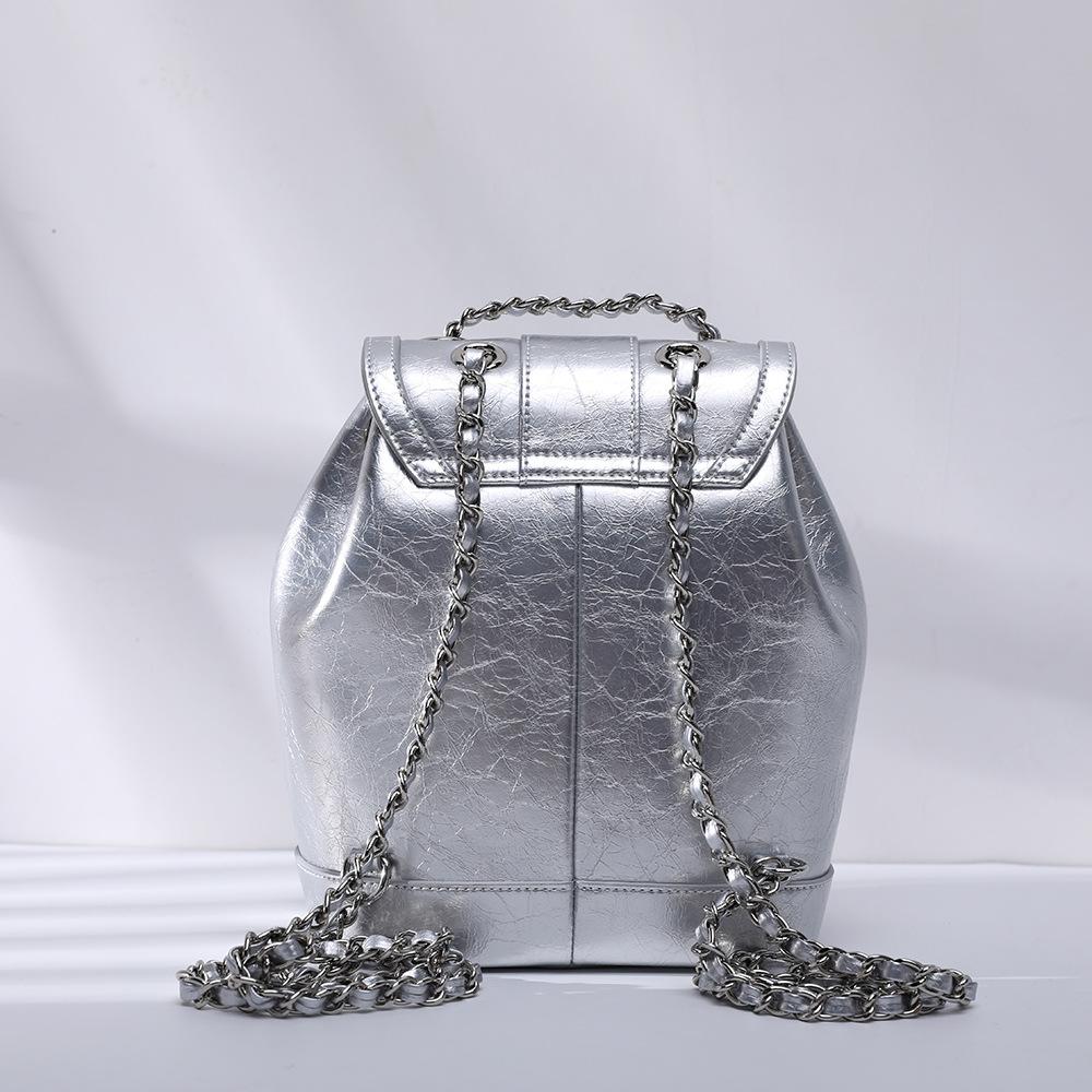 Real cowhide Korean ins niche cardinal bag high-end chain light small fragrant wind backpack