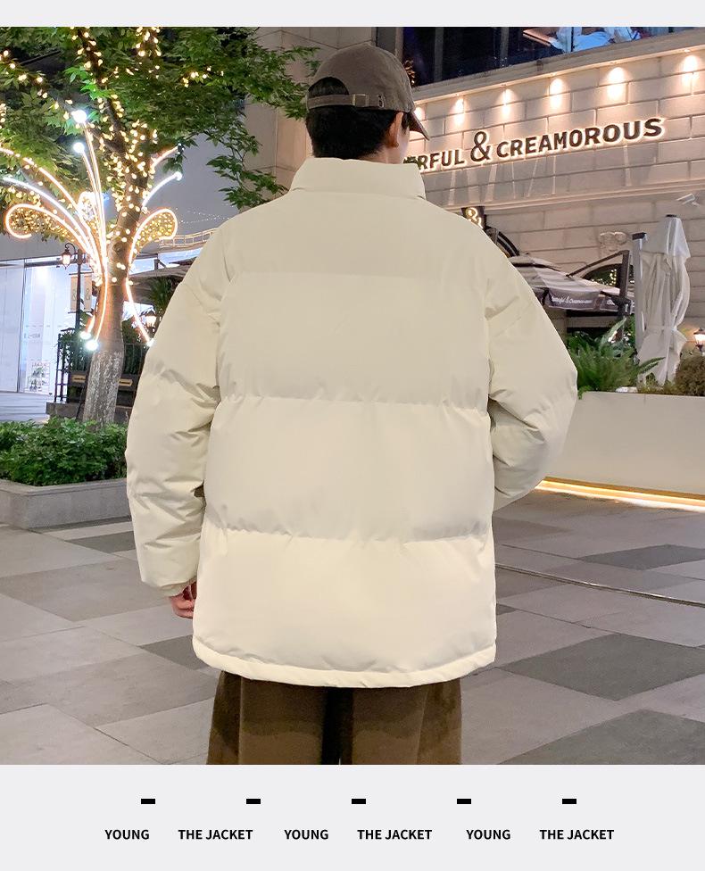 Men’s 2025 Stand Collar Cotton Jacket - Pure Color, Autumn/Winter, Couple Style Casual Outerwear