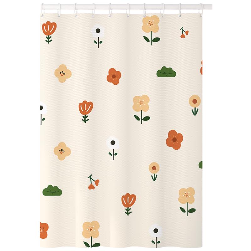 Fangk No-Punch Waterproof Shower Curtains & Telescopic Rods