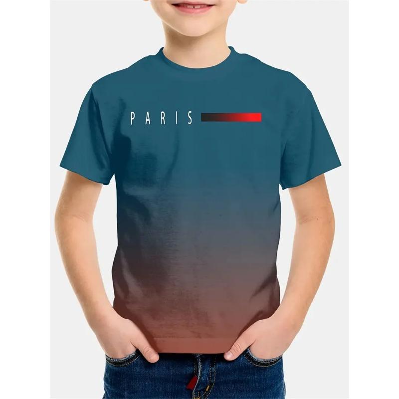 

Летний топ с круглым вырезом и 3D-принтом, модные простые повседневные футболки с короткими рукавами для детей и мальчиков 170