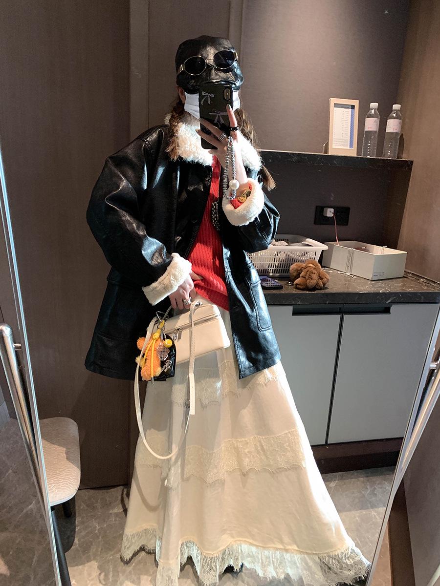 Mochie Romantic Korean Lace A-line Midi Skirt MQ0993 One Size абрикосовый