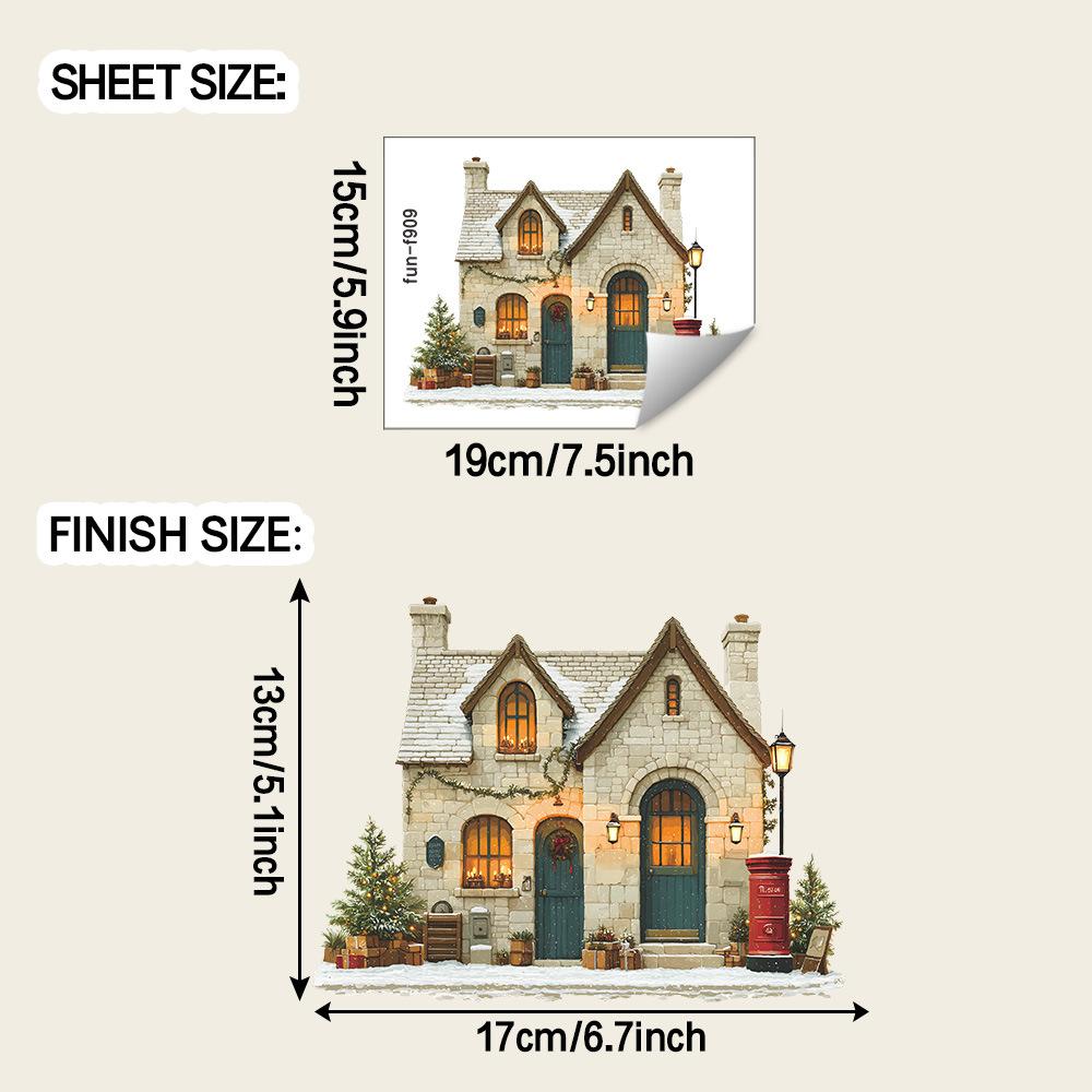 

Рождественская снежная сцена Ретро дом Дом Праздничная атмосфера Декоративные наклейки на стену