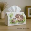 1pc Cute Gentle Natural Tissue Box with Hippo Animal Family Illustration-Fabric Napkin Storage Organizer for Kitchen, Car, Elegant Decorative Box, Pur
