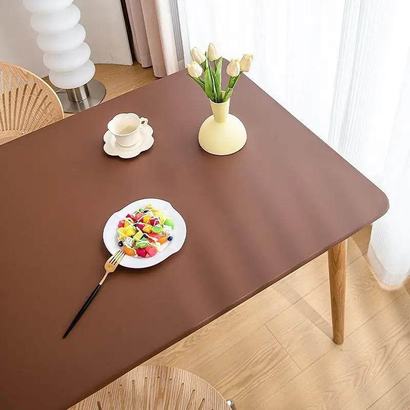 90 x 180cm Leer Oppervlak Waterdicht Oliebestendig Tafelkleed Cover voor Eettafel Vierkant Omringende Tafelmat Elastische Bescherming 40 x 80cm