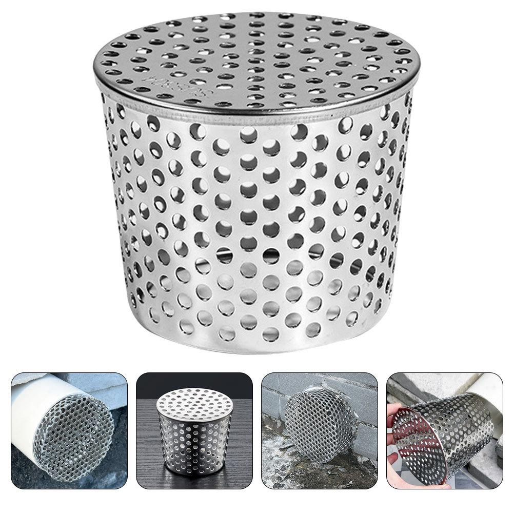 Stainless Steel Gutter Guard Strainer Efficient Hole Design Roof Drain Filter Universal Downspout Cover Outdoor Gutter