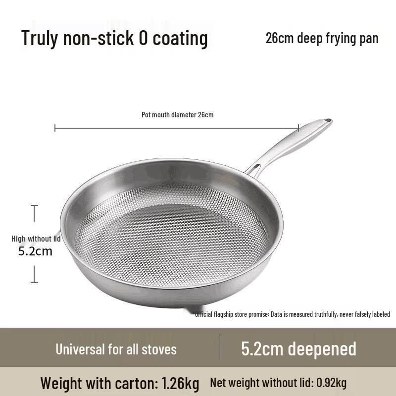 Handun 316 Stainless Steel Uncoated Frying Pan
