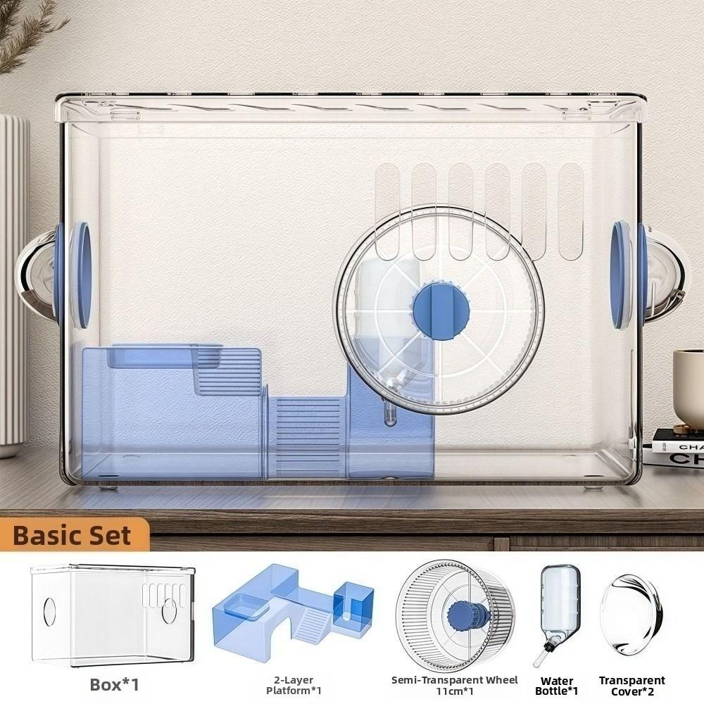 Luxury Transparent Hamster Villa Acrylic 2 Layers Hamster Cage Low Noise Large Space Golden Bear House Little Pet Furniture