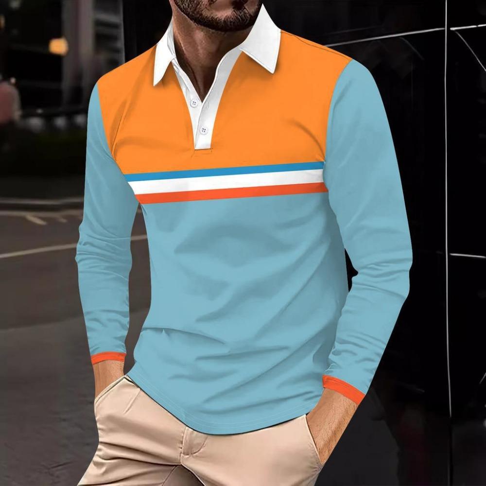 Harajuku Hip-hop Street Style Men's Long-sleeved Lapel Polo Shirt Plus Size Loose Comfortable Long-sleeved Sweatshirt