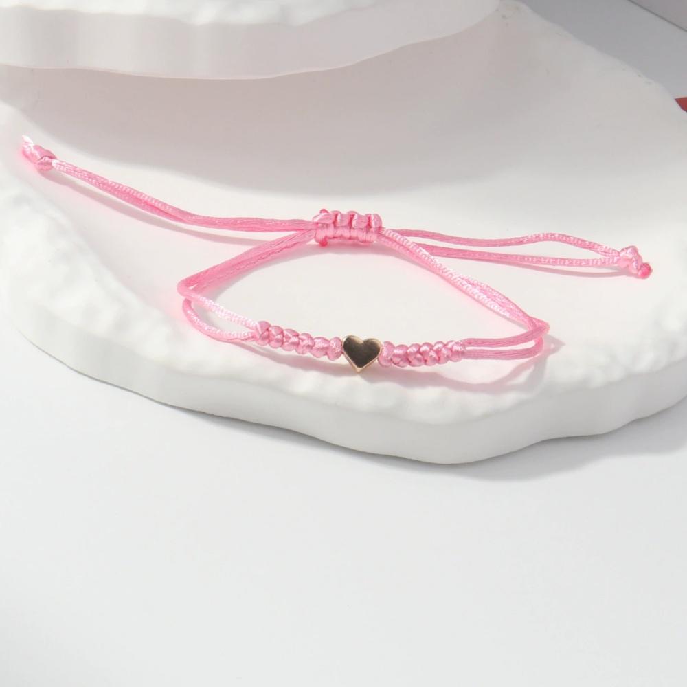 Hot Golden Silvery Heart Braided Rope Adjustable Bracelet Unisex Trendy Fashion Simple Versatile Couple Jewelry Gift Wholesale