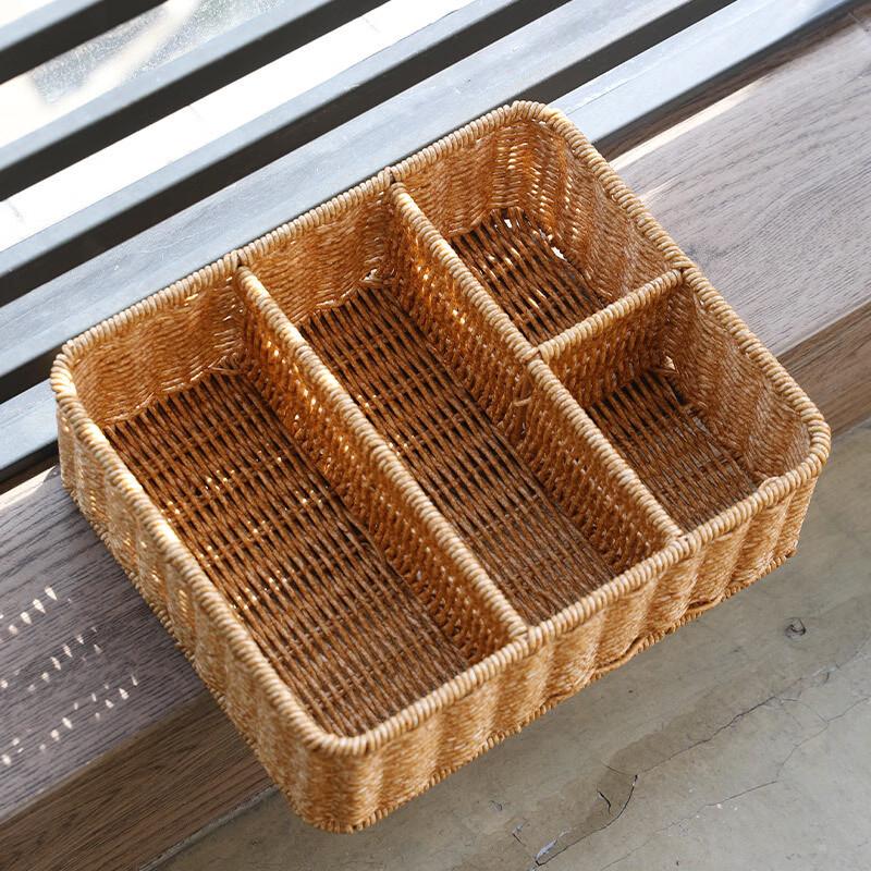 Imitation Rattan Desktop Organizer Box