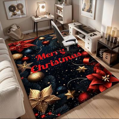 "Merry Christmas" Festive Ornament SetOffice Mat Home Decor Office Desk Chair Carpet for Office Ph87