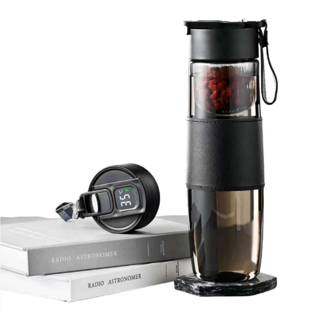 Smart LED Temperature Display Water Bottle For Tea With Tea Separation Strainer Infuser Tritan Material Tea Bottle
