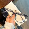 Luo Xin glasses frame male and female large frame black frame transparent polygon retro plain face wide face myopia flat light