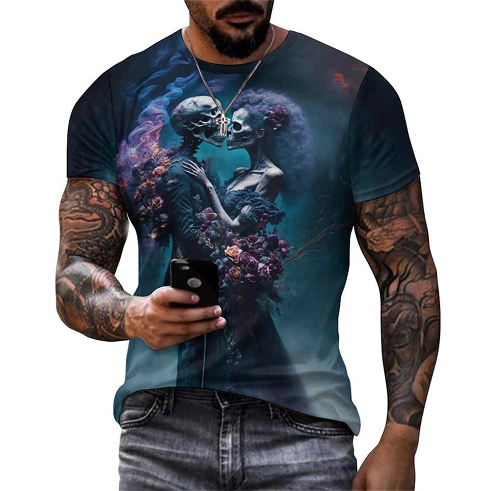 Mexican Skull Day of The Dead Graphic T Shirt for Men Womens Graffiti Clothing Horror Goth T-shirts Fashion Streetwear Tops Tees