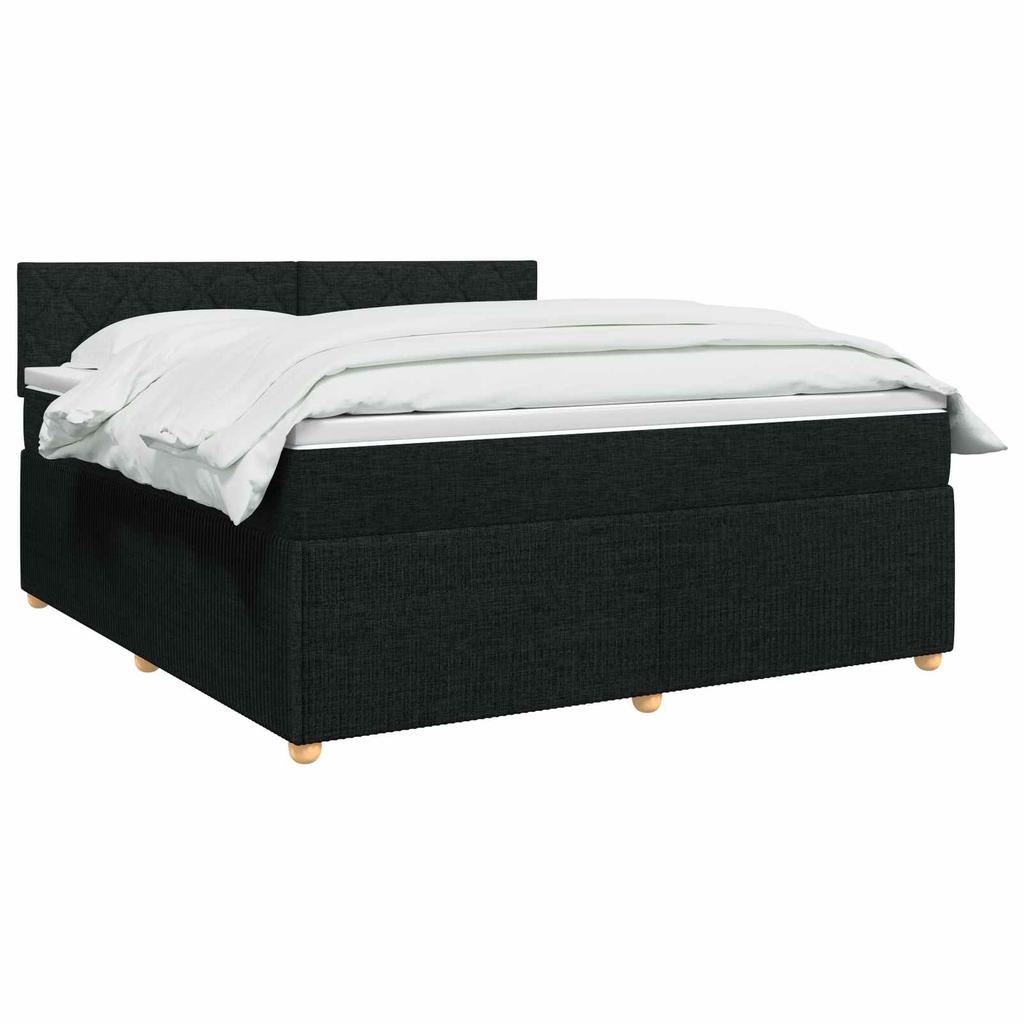 Box Spring Bed with Mattress Black 140 X 190 Cm Fabric