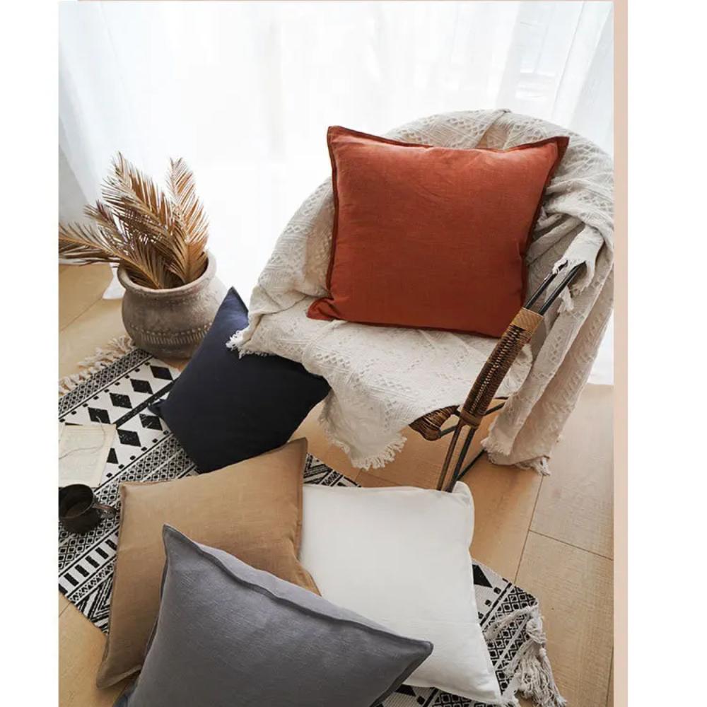 Federa per Cuscino da Divano Rustico Federa per Cuscino Lombare per Divano Cotone Lino Cuscini Decorativi per Divano Letto Sedia Durevole Colore Solido