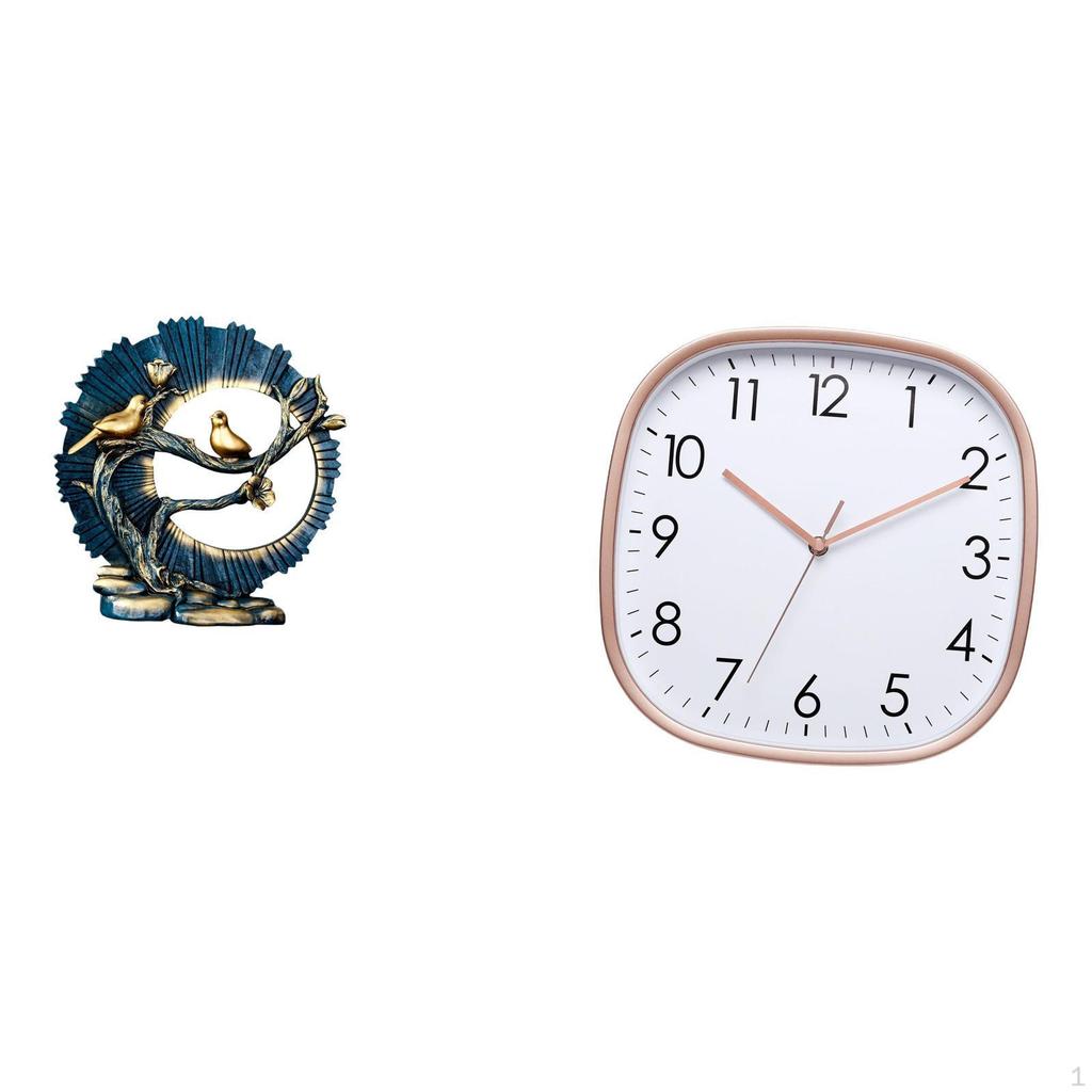 Resin Figurine Art for Living Room Bookshelf Desk Decoration with Vintage Wall Clock Design Low