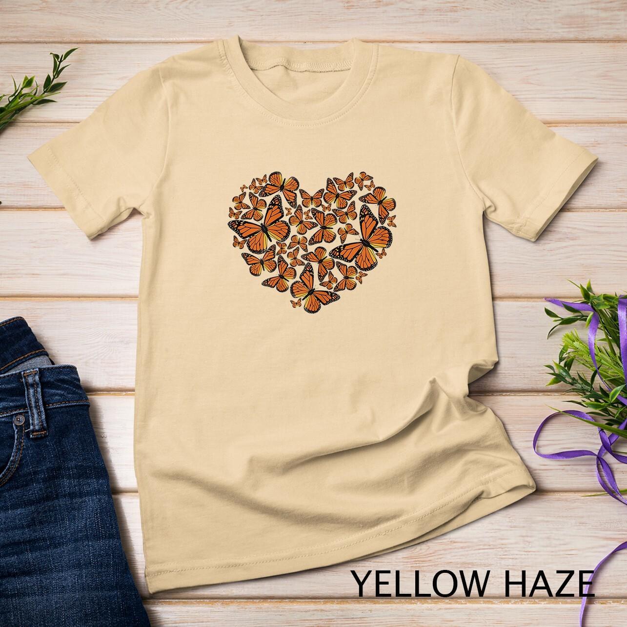 Monarch Butterfly Love Heart Tshirt Gift for Women and Girls Unisex T-Shirt Mens Womens Tees Top M