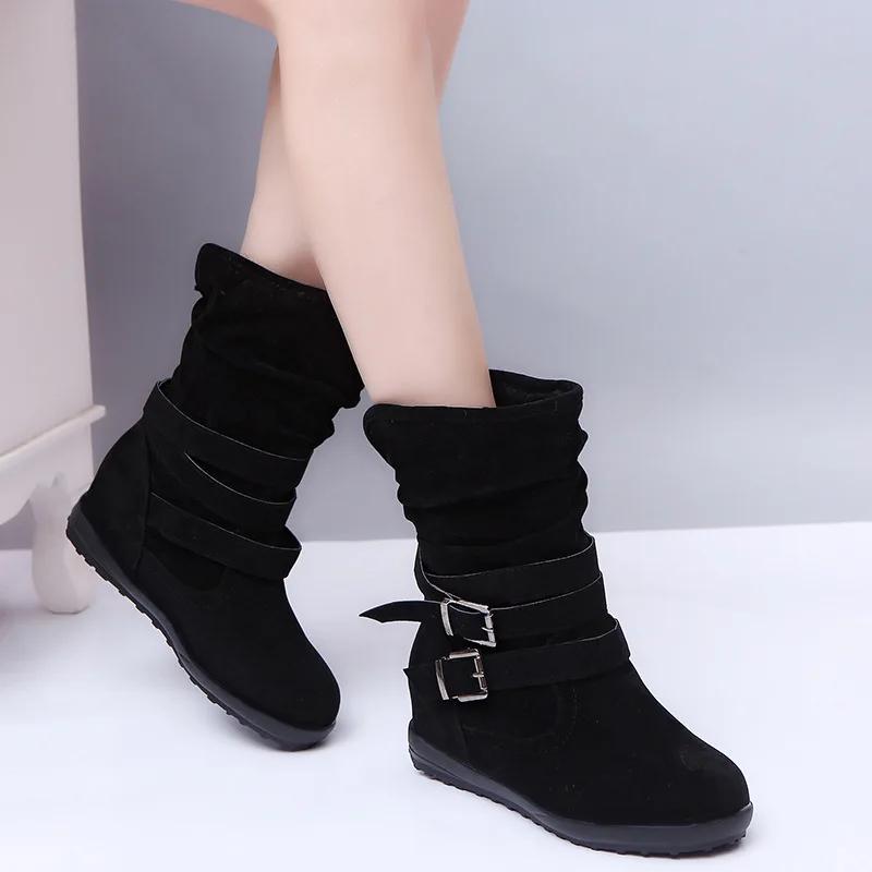 Fashion Women Boots Fashion Casual Ladies Shoes Boots Suede Leather Buckle Boots High Heeled Snow Shoes For Femme Ladies Shoes 691