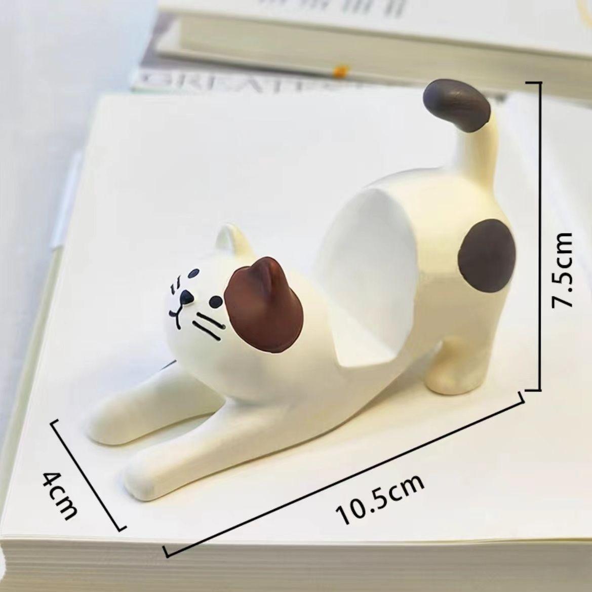 

Cute Cat Resin Phone Holder – Lazy Bracket Desktop & Car Stand, Mini Portable Multi-Functional Beige