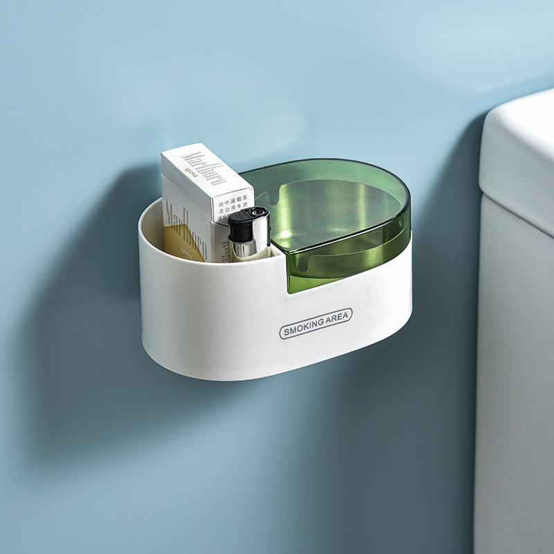 Wall-Mounted Creative Ashtray with Lid - Punch-Free, Anti-Fly Design for Home and Bathroom