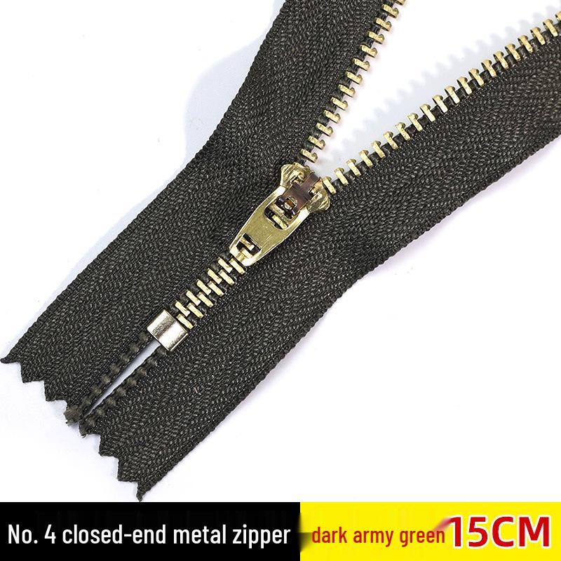No. 4 Black Copper Zipper for Jeans, Pockets, and Bags - Self-Locking Metal Accessory
