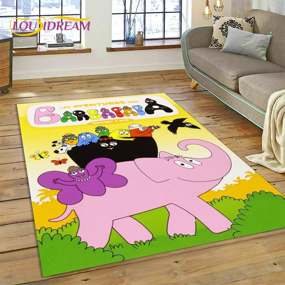 Cartoon Les Barbapapa Family Carpet Rug for Bedroom Living Room Home Sofa Decoration,Children Game Large Decor Floor Mat Gift