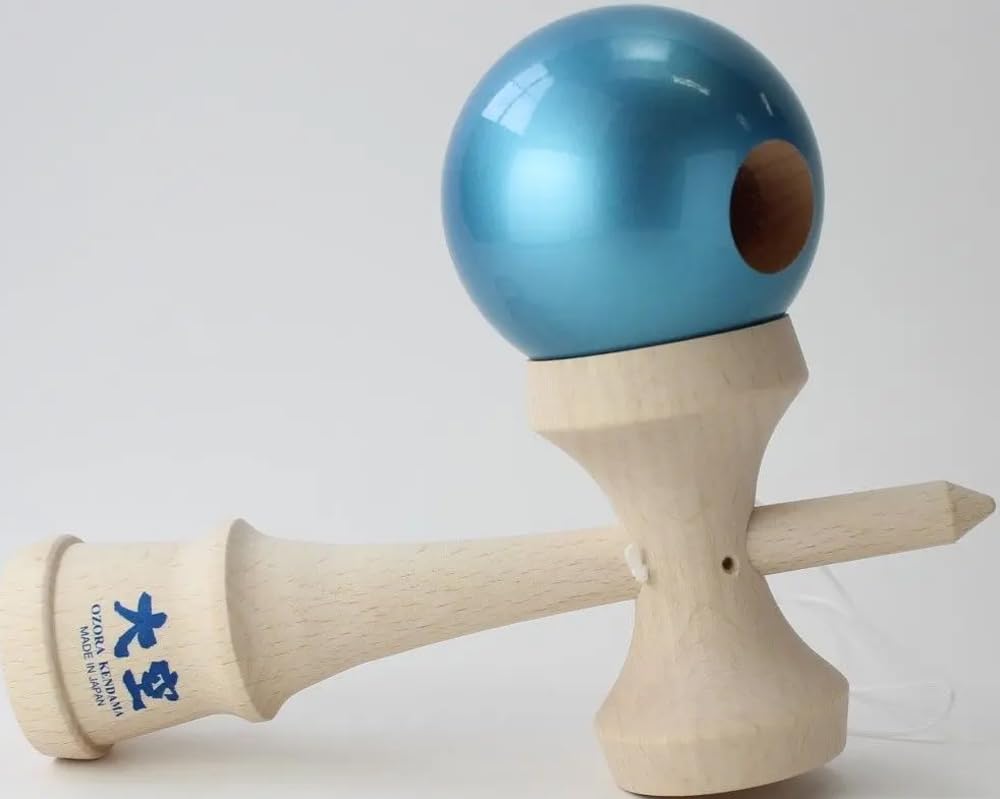 Yamagata Kobo Competition Kendama von Japan Kendama Premium Metallic Türkisblau "Ozora" (zertifizierter Verband)