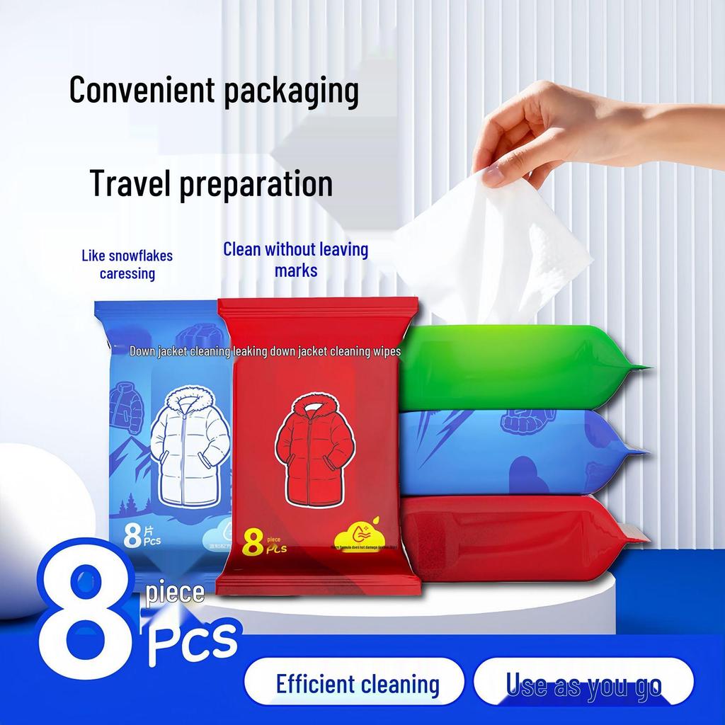 Universelle Daunenjacken-Reinigungstücher - Schnelle Fleckenentfernung, Kein Waschen nötig, Tragbare Verpackung ohne Bürste