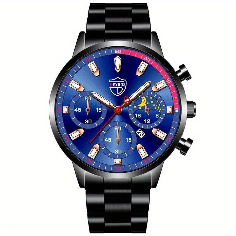 

Модные мужские часы из нержавеющей стали, роскошные мужские спортивные кварцевые наручные часы с календарем, светящиеся часы, мужские деловые повседневные часы