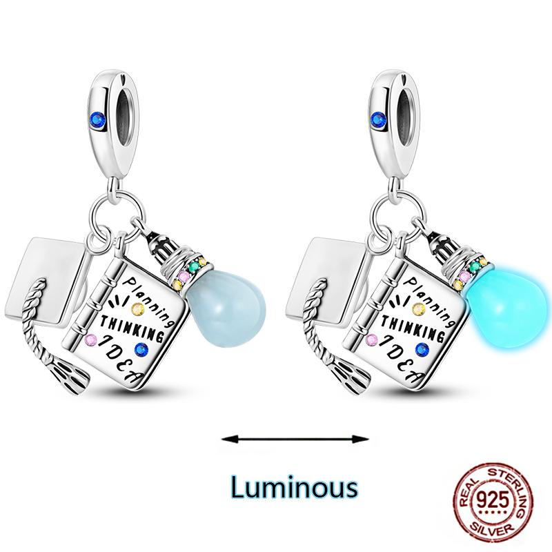 Shining Luminous Firefly Charms Copper Bulb Octopus Jellyfish Bee Fit Dangle Original Bracelets Glow Beads Women Diy Jewelry