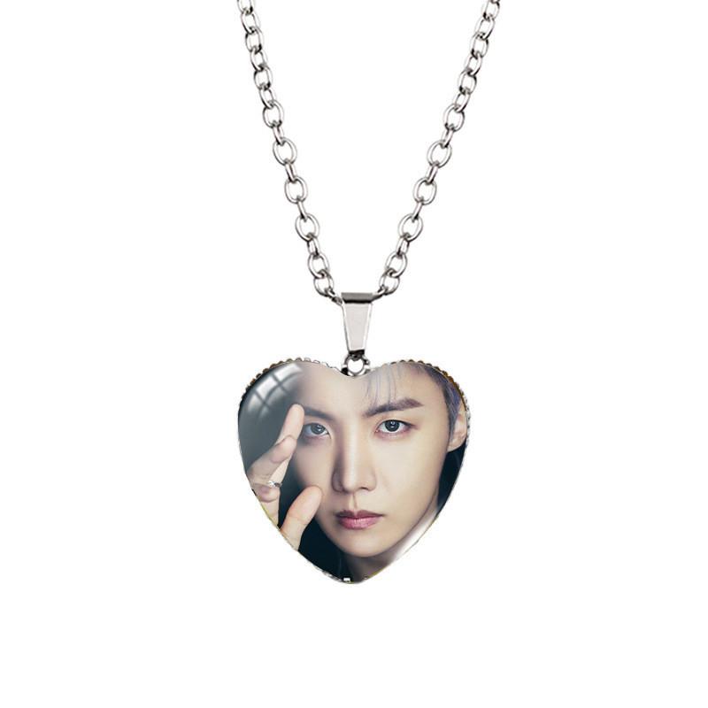 Heart Shaped Bts Jewelry Necklace Featuring Beautiful Gemstone Inlaid Design For Fans
