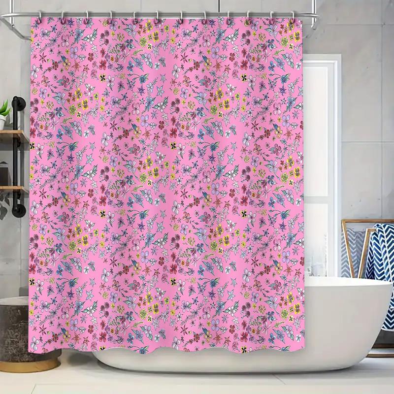 

Floral Shower Curtain Botanical Pattern Waterproof Fabric Bathroom Decor Vintage Style Farmhouse Nature Theme Artistic Design Ho W60H190(CM)-1 Pcs