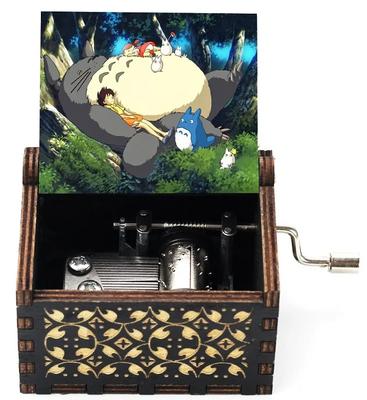 Drewniana malowana pozytywka, muzyczny prezent Totoro, ozdoba, lekka luksusowa drewniana pozytywka na korbkę