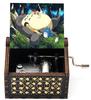 Wooden Painted Music Box, Totoro Music Gift, Ornament, Light Luxury Wooden Hand Cranked Music Box