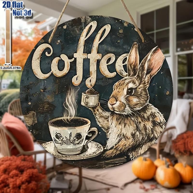 2D Flat Rabbit Break Wooden Wall Decor - Vintage Wooden Sign Wall Art, Nurseries,Restaurant Shop Wall Decor,Wooden Decor for Bedroom