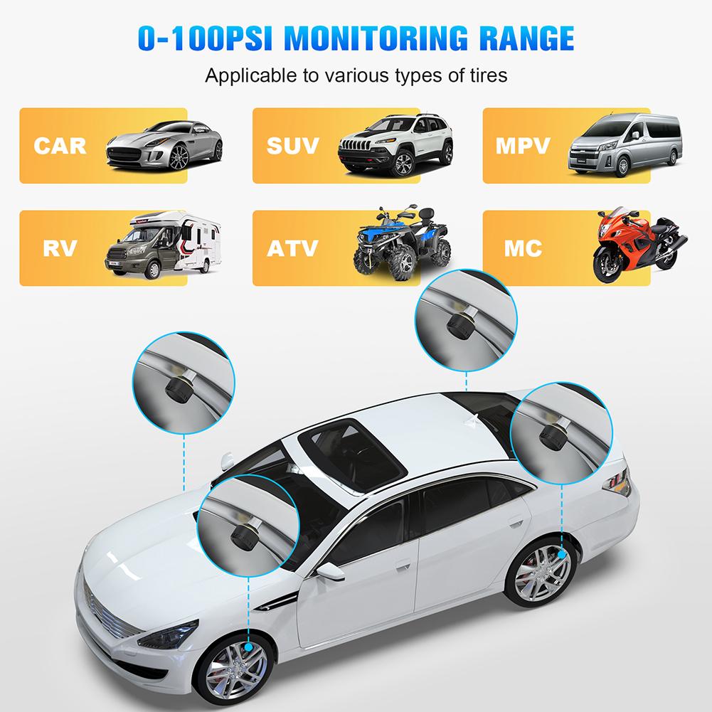 Car TPMS Tire Pressure Monitoring System Mobile Phone Display Bluetooth-compatible Tyre Pressure Monitoring System Accessories