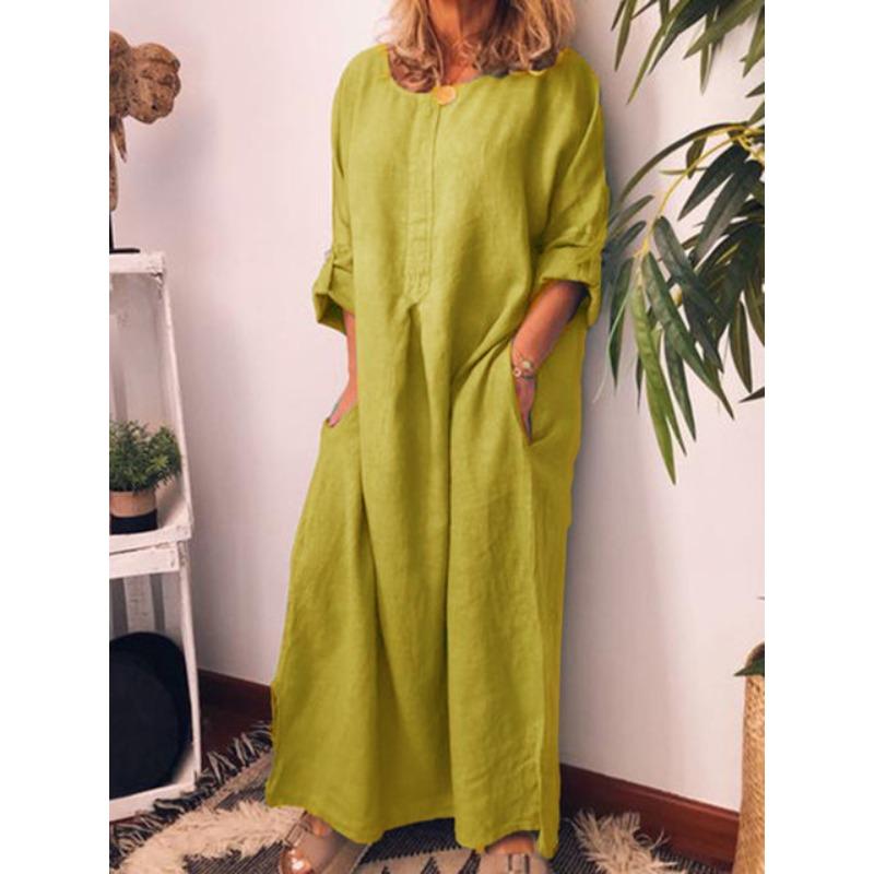 Women's cotton and linen loose dress
