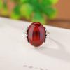 Adjustable Vintage Blood Amber Resin Ring With Wheat Motif Minimalist Boho Statement Jewelry Women Men