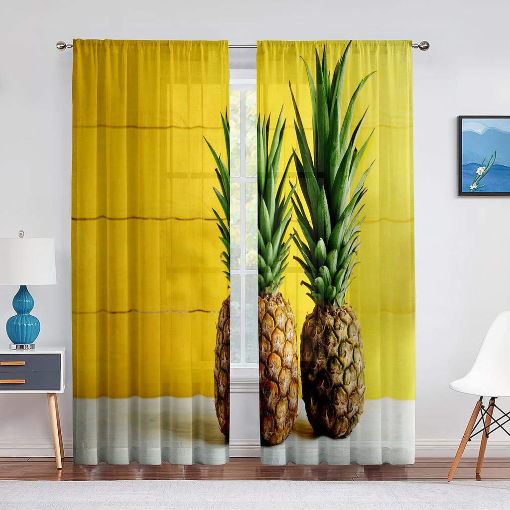 Sommer Ozean Strand Lustige Ananas Tragen Sonnenbrillen Transparente Vorhänge für Wohnzimmer Schlafzimmer Dekoration Fenster Voile Tüll Vorhang
