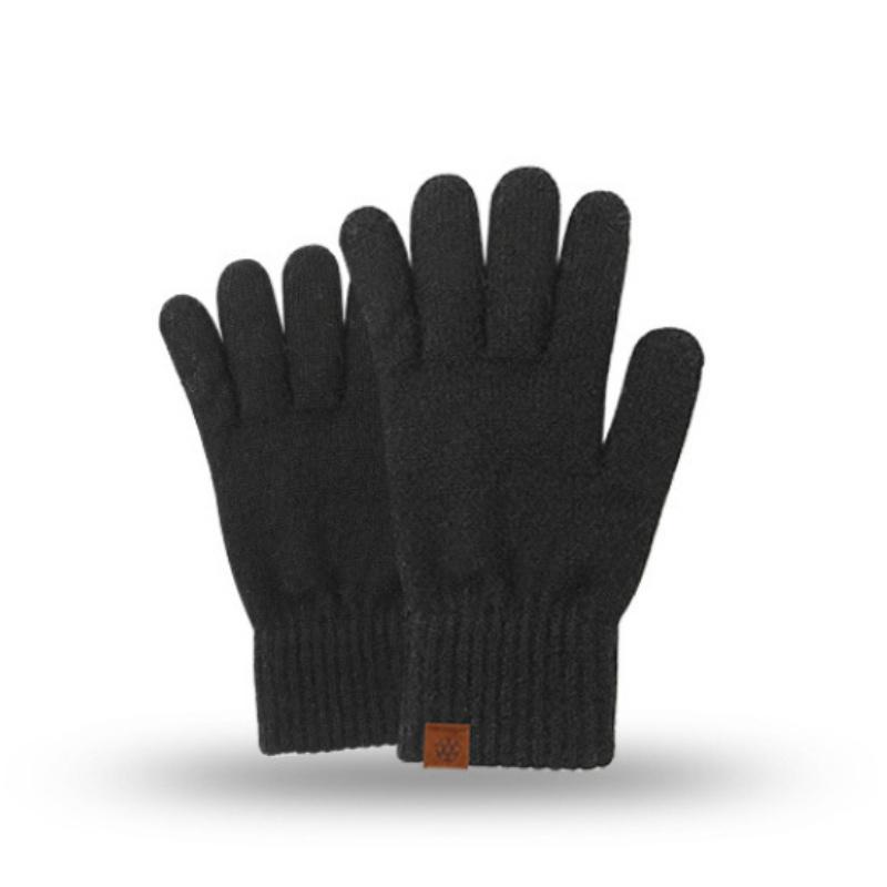 Adult unisex hat bib gloves 3pcs/1set knitted brushed touch screen gloves Outdoor warm set