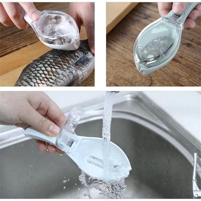 Hausküche Fischschuppenschaber Fischputzwerkzeug Schuppenschabgerät mit Abdeckung Langlebiger Fischschuppenschäler Fischhautbürste