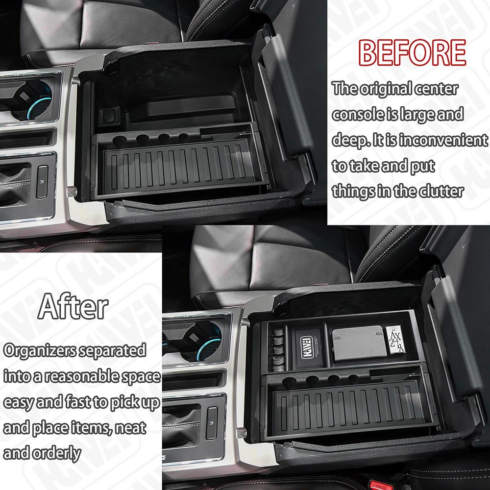 For Ford 2015-2020 F150& 2017-2025 F250 F350 F450& 2018-2025 Expedition Center Console Organizer Tray Pallet Storage Accessories