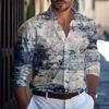 Camicia Casual a Maniche Lunghe da Uomo Primavera Autunno con Stampa Semplice e Versatile di Tendenza Camicie da Uomo a Vestibilità Ampia