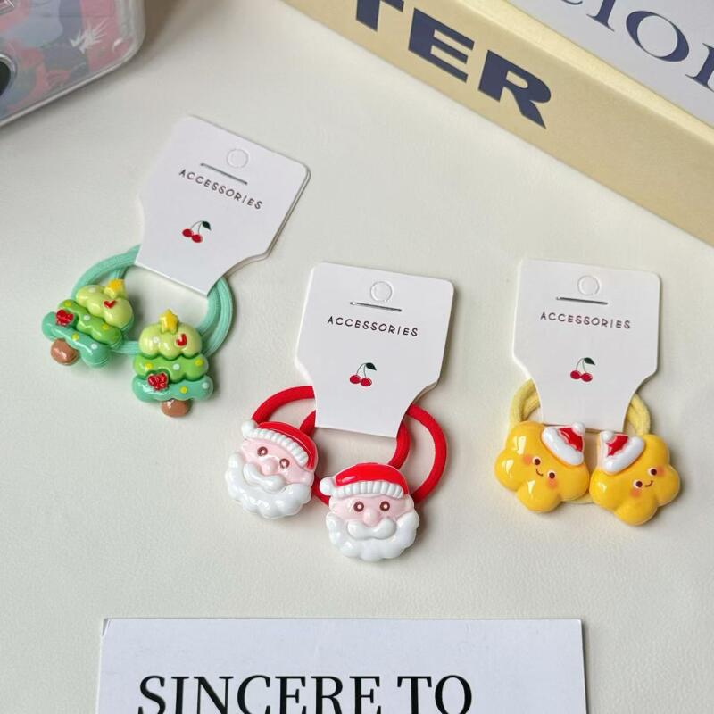 Elastice de Păr de Crăciun pentru Copii, Elasticuri de Păr cu Tematică de Sărbători pentru Fete, Culori Bomboane, Elasticitate Ridicată, Suporturi Moi pentru Coadă de Cal, Accesorii Festive pentru Păr