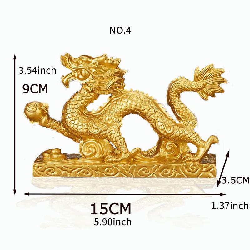 Chinese Lucky Dragon Resin Decor Auspicious Money Dragon Statuette Sculpture Home Living Room Bedroom Office Figurines