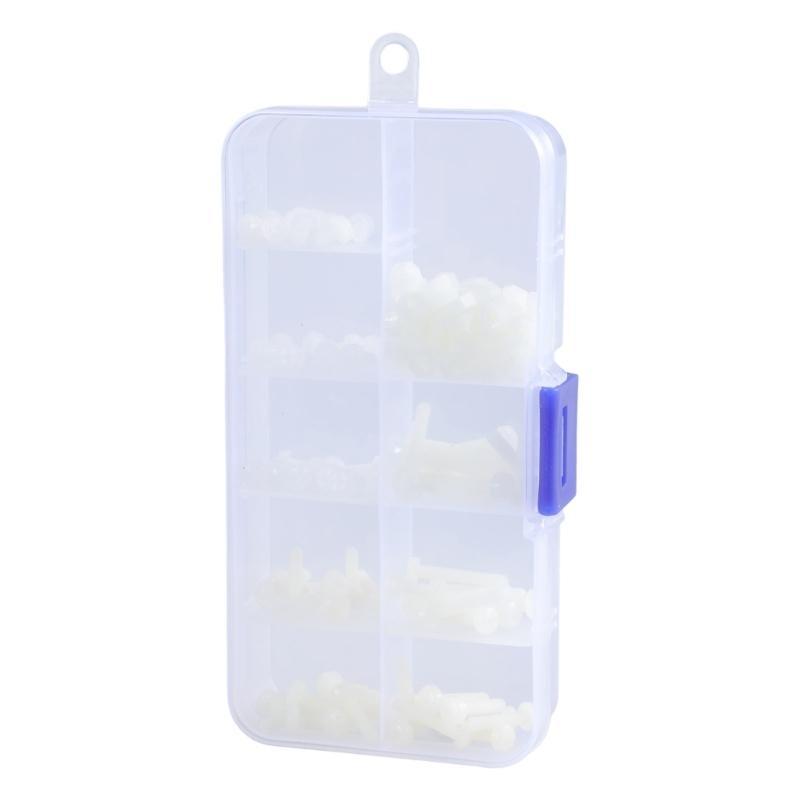 160Pcs Metric 8 Sizes Assortment Stand-off Nylon Screws Bolt & White